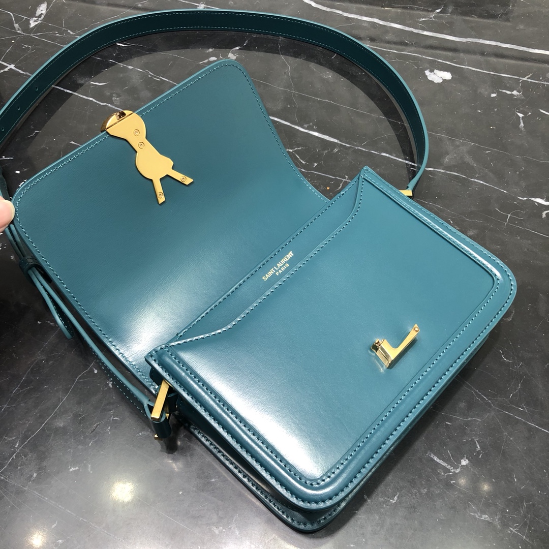 Saint Laurent Solferino Box Small Calfskin Handbag Shoulder Bag Blue 634306 